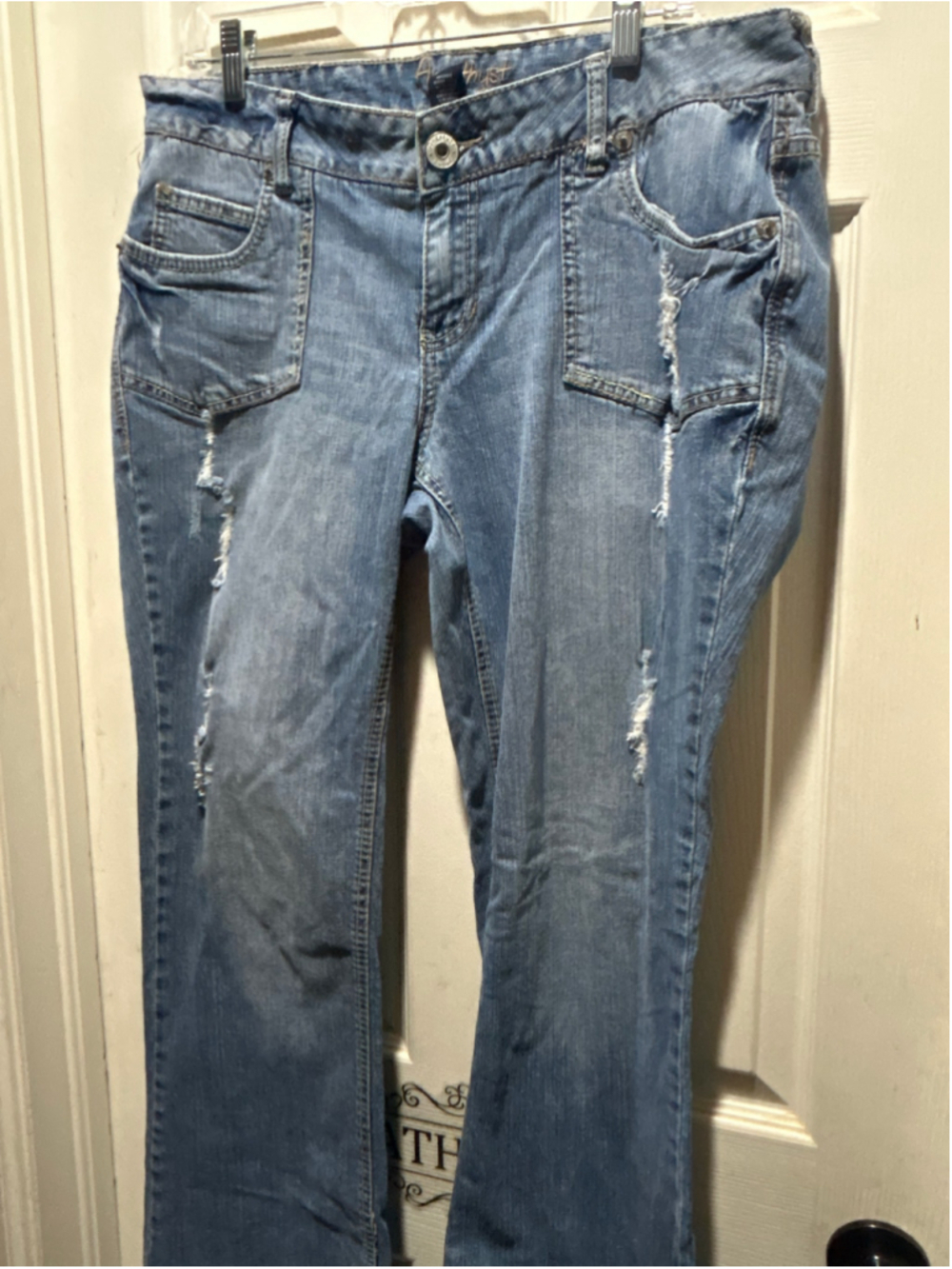 Women's Amethyst Straight Leg Jeans Size 16 Blue Distressed